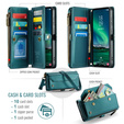 Pouzdro CASEME pro Samsung Galaxy S25 FE, RFID Leather Wallet, s popruhem přes rameno, zelené