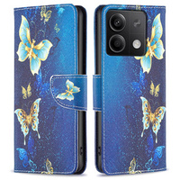 Klopové pouzdro pro Xiaomi Redmi Note 13 5G, Wallet, Butterflies modré