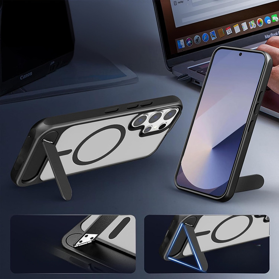 Pouzdro pro Samsung Galaxy S25 Ultra, matný stojánek, pro MagSafe, černé