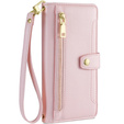 Klopové pouzdro pro iPhone 14 Pro Max, Wallet Zipper Pocket, růžové