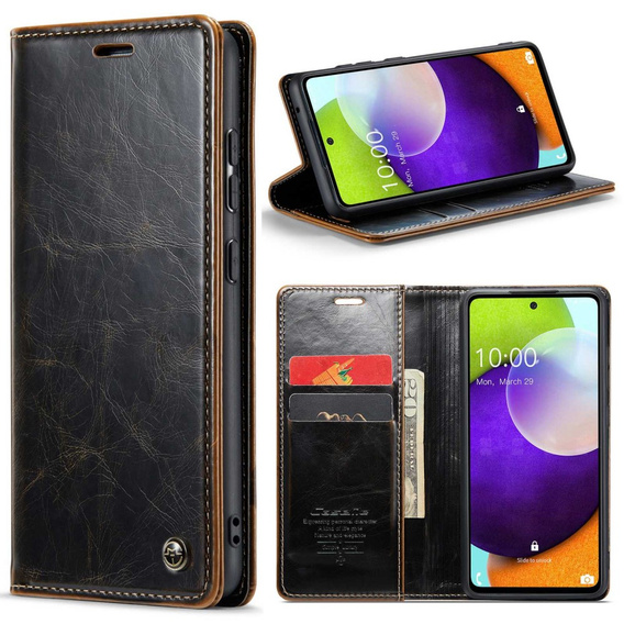 CASEME flipové pouzdro pro Samsung Galaxy A52/A52s, Waxy Textured, káva