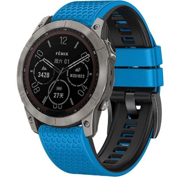 Silikonový řemínek pro Garmin Fenix 7 / Forerunner 965 / 955 / 945 / 935, modrý / černý