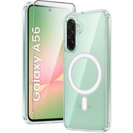 Pouzdro pro Samsung Galaxy A56 5G, Dropproof MagSafe, průhledné + 9H tvrzené sklo