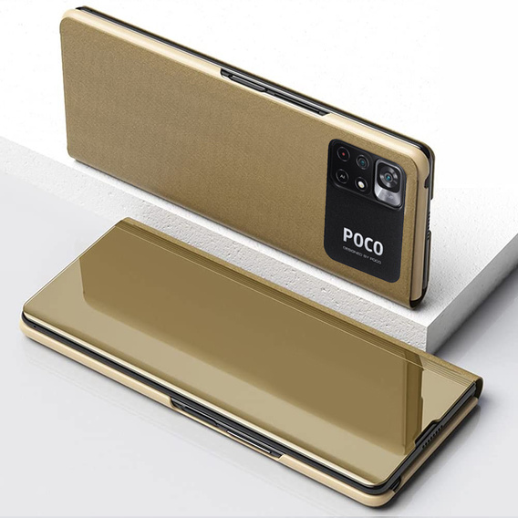 Pouzdro pro Xiaomi Poco M4 Pro 4G, Clear View, zlaté