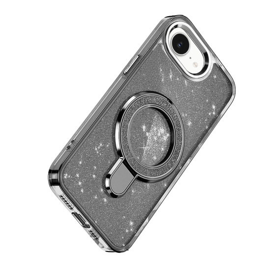 Pouzdro iPhone 16e, Glittery Magnetic Kickstand, černé