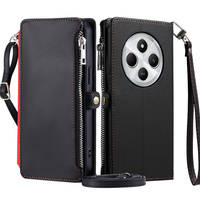 Klopové pouzdro pro Xiaomi Redmi 14C, Wallet Zipper Pocket, černé