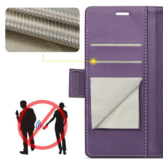 Pouzdro pro Xiaomi 14T Pro, ERBORD Glossy Litchi, flipová peněženka, fialové