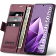 Pouzdro pro Infinix Note 50 Pro, ERBORD Glossy Litchi, flipová peněženka, červené