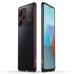 Pouzdro pro Xiaomi Redmi Note 13 Pro+, Armor Bumper, s krytem objektivu, černá / červená