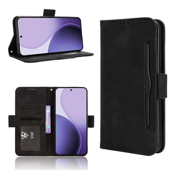 Klopové pouzdro pro Oppo Reno 14, slot na karty, peněženka, černé
