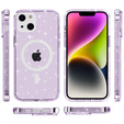 Pouzdro pro iPhone 14, Dropproof MagSafe Glitter, fialové