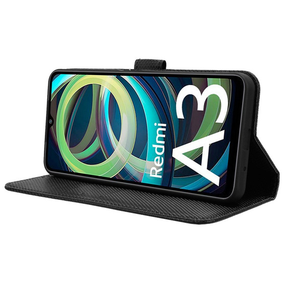 Klopové pouzdro pro Xiaomi Redmi A3, Wallet Smart Magnet, černé