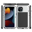Pouzdro pro iPhone 15, pancéřované, s integrovaným sklem, stříbrné