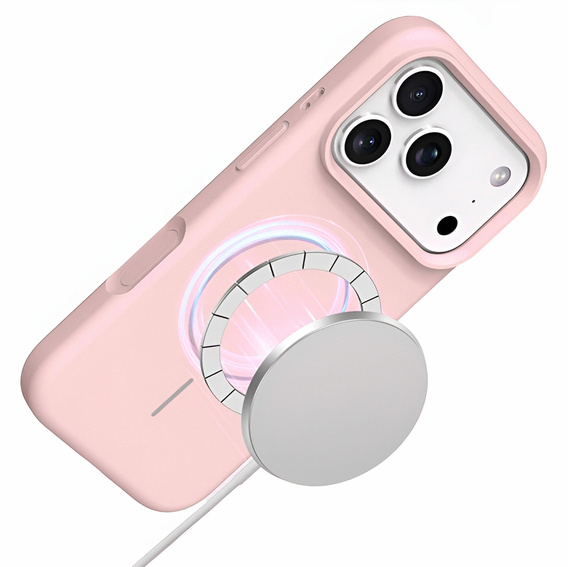 Silikonové pouzdro pro iPhone 17 Pro, pro MagSafe, proti nárazu, růžové