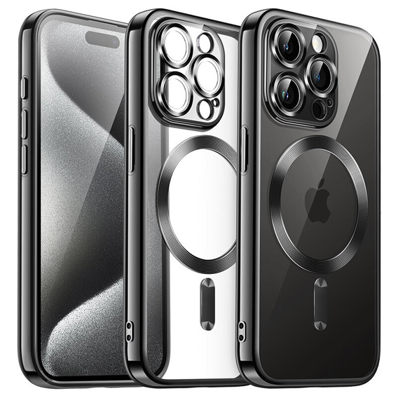 Pouzdro pro iPhone 15 Pro, Electro MagSafe, černé + sklo na displej