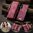 CASEME pouzdro pro Samsung Galaxy A56 5G, Retro Leather Wallet, s páskem, červené