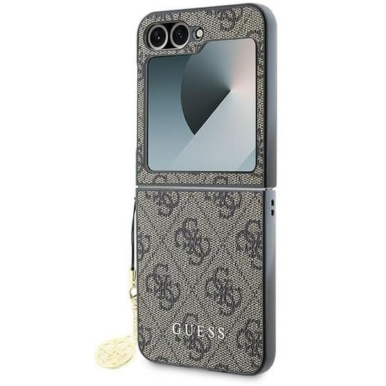 Pouzdro GUESS pro Samsung Galaxy Z Flip7 FE / Z Flip6, 4G Charms Collection Hardcase, hnědé