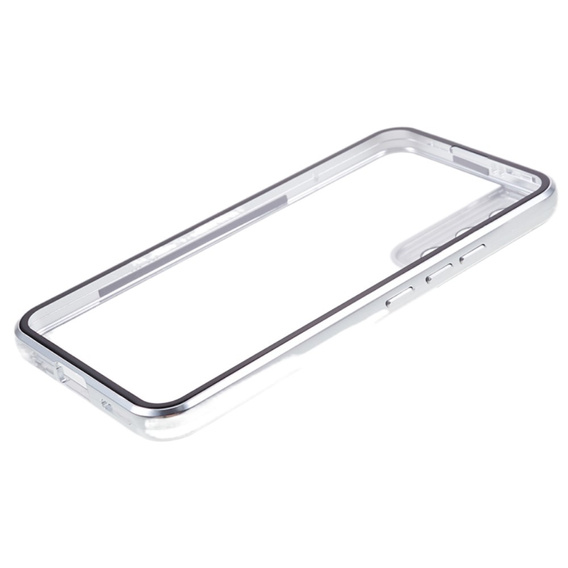 Pouzdro pro Samsung Galaxy S21, Magnetic Dual Glass, stříbrné