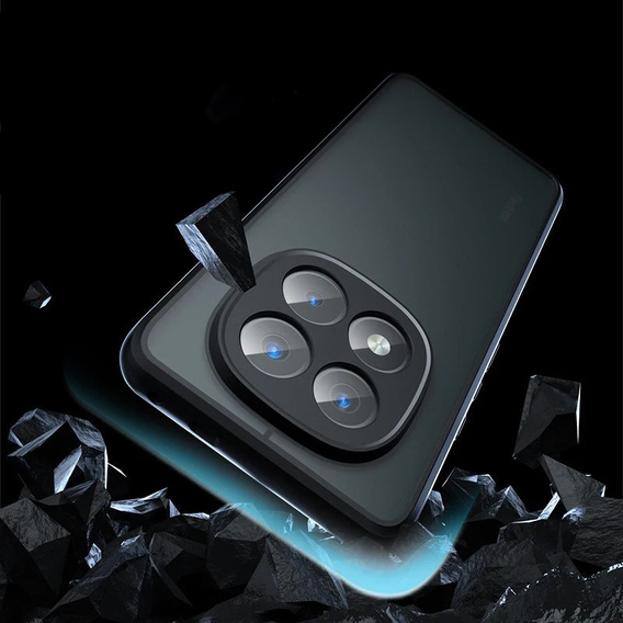 Silikonové pouzdro pro Xiaomi Redmi Note 14 Pro 5G /  Poco X7 5G, s ochranou fotoaparátu, transparentní / černé + 9H tvrzené sklo pro obrazovku