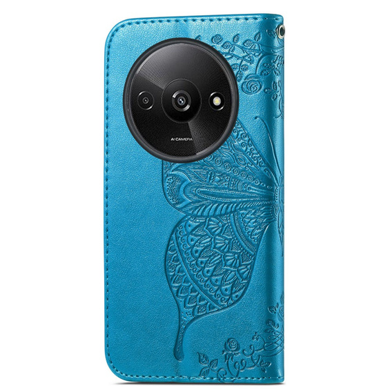 Klopové pouzdro pro Xiaomi Redmi A3, Butterfly, modré