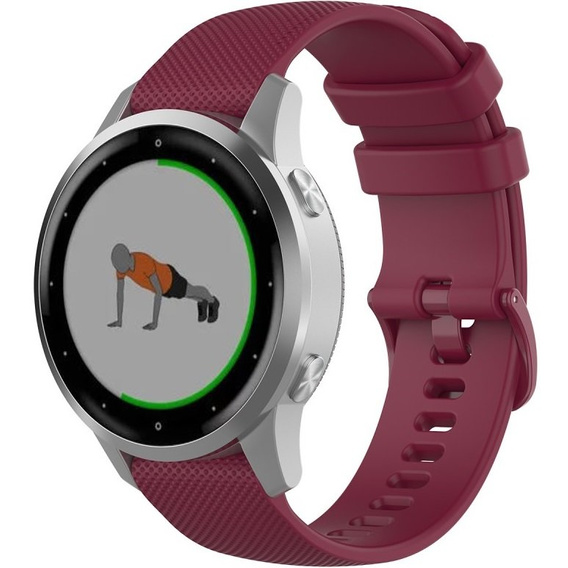 Pasek Silikonowy 18mm do Garmin Vivomove 3S / Vivoactive 4S, Wine Red