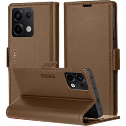 Pouzdro pro Xiaomi Redmi Note 13 Pro 4G / Xiaomi Redmi Note 14S / Xiaomi Poco M6 Pro 4G, ERBORD Glossy Litchi, flipová peněženka, hnědé