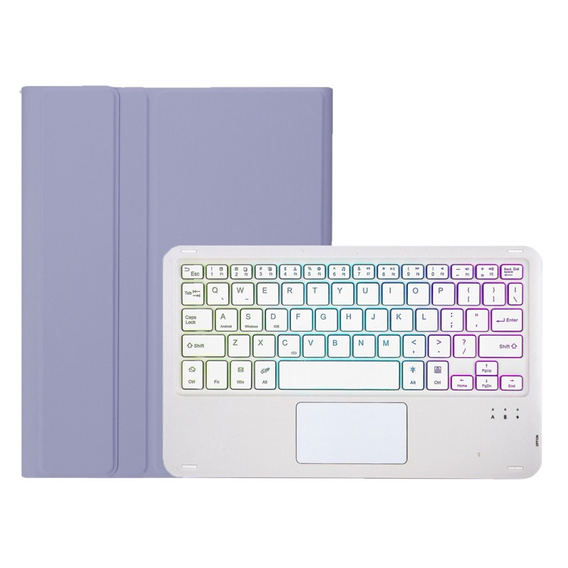 Pouzdro s podsvícenou bluetooth touchpad klávesnicí pro iPad 10.9" 2022 (10 gen.), fialové