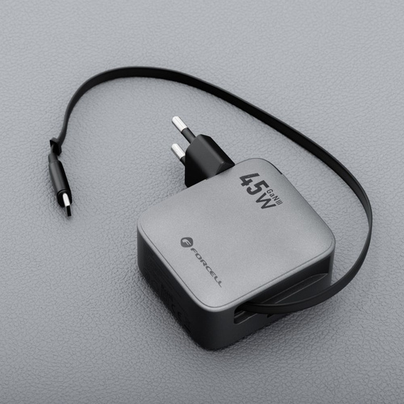 Síťová nabíječka GaN s kabelem USB-C 45 W Forcell F-Energy