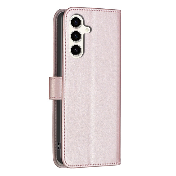 Klopové pouzdro pro Samsung Galaxy S23 FE, BINFEN Wallet, růžové rose gold  + 9H sklo 