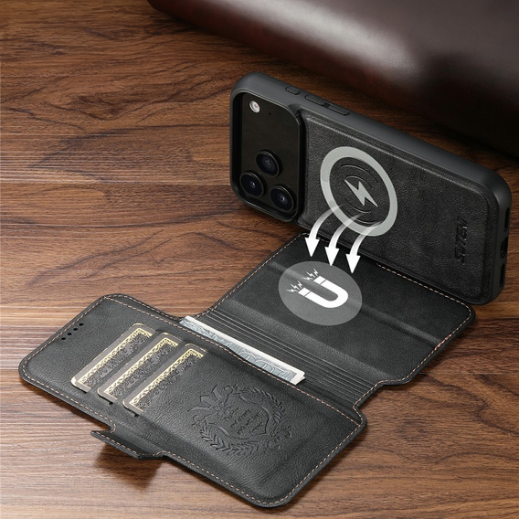 Flipové pouzdro 2 v 1 pro iPhone 17 Pro Max, SUTENI, pro MagSafe, černé