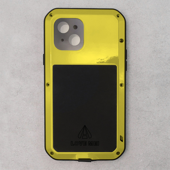 Pouzdro Love Mei pro iPhone 14, armored with glass, žluté