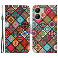 Klopové pouzdro pro Xiaomi Redmi 13C / Poco C65, Wallet, Ethnic Style, pestrobarevný