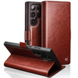 Flipové pouzdro pro Samsung Galaxy S25 Ultra, QIALINO Leather Wallet, tmavě hnědá