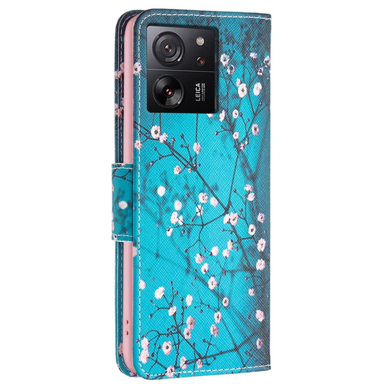 Klopové pouzdro pro Xiaomi 13T / 13T Pro / Redmi K60 Ultra, Wallet, sakura, modré