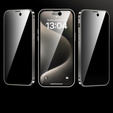 Pouzdro pro iPhone 15 Pro Max, Privacy Dual Glass, pro MagSafe, stříbrné