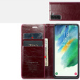 CASEME flipové pouzdro pro Samsung Galaxy S21 FE, Waxy Textured, červené