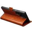 Flipové pouzdro pro Samsung Galaxy S25 Ultra, QIALINO Leather Wallet, hnědé