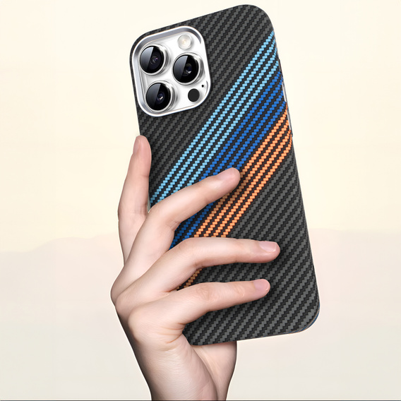 Pouzdro pro iPhone 14 Pro Max, Carbon Fiber MagSafe, námořnicky modré