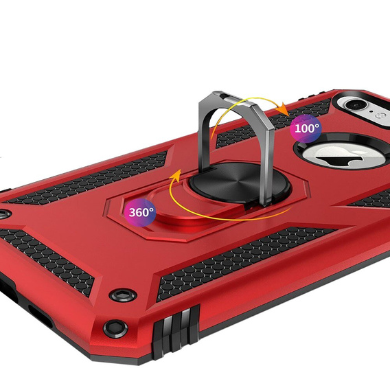 Pancéřové pouzdro pro iPhone 6/6S/7/8/SE 2020/SE 2022, Nox Case Ring, červené