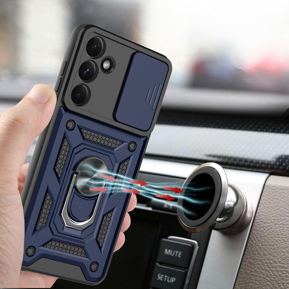 Pancéřové pouzdro pro Samsung Galaxy A56, CamShield Slide, modré + tvrzené sklo 9H