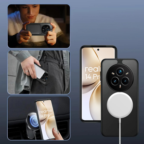Pouzdro pro Realme 14 Pro 5G, pro MagSafe, ERBORD Matt Case, černý