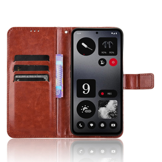 Klopové pouzdro pro Nothing CMF Phone 1, Crazy Horse Wallet, hnědé