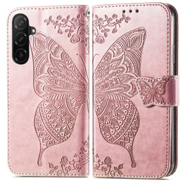 Klopové pouzdro pro Samsung Galaxy A26, Butterfly, růžové rose gold