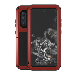 Pouzdro Love Mei pro Samsung Galaxy S21 FE, armored with glass, červené