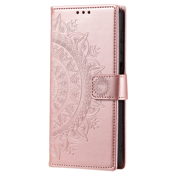 Klopové pouzdro pro Samsung Galaxy A15, Mandala Flower, růžové + 9H sklo