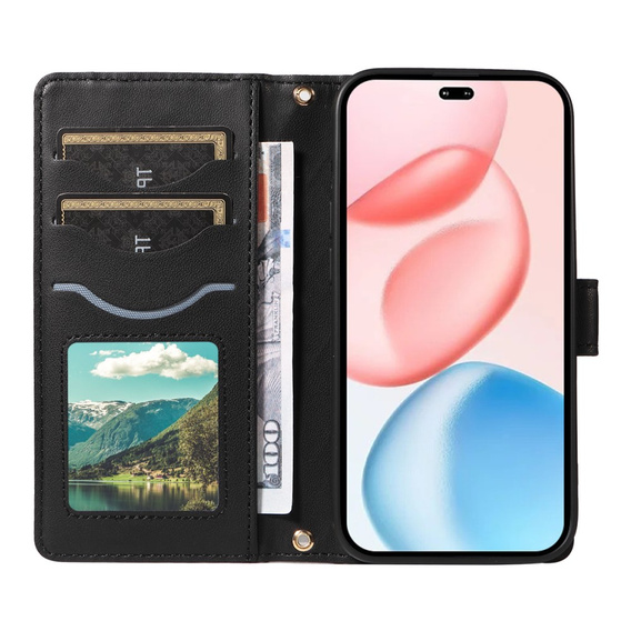 Flipové pouzdro pro Honor 400 Pro 5G, Crossbody Leather Wallet, černé