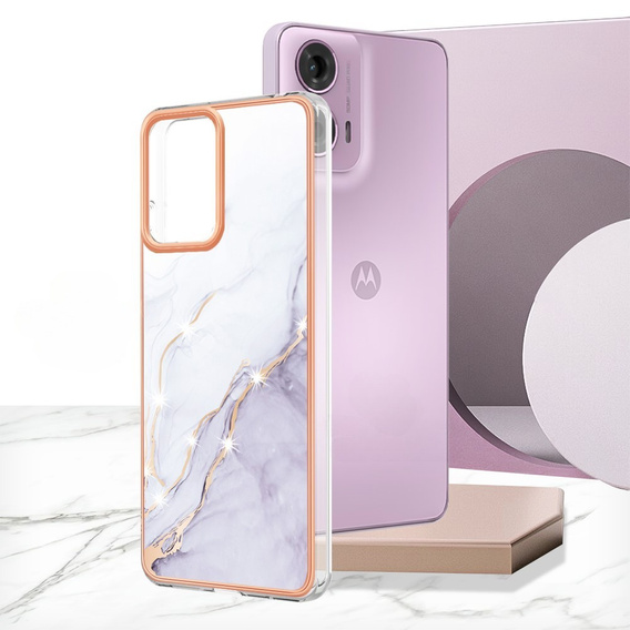 Ochranné pouzdro pro Motorola Moto G24 / G24 Power / G04, Marble Slim Case, bílé