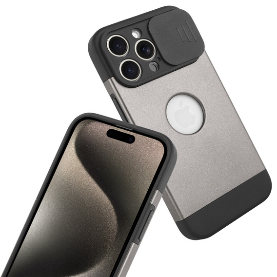 Pouzdro pro iPhone 15 Pro, ERBORD MagProtect Slide Camera, titanově šedý