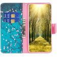 Klopové pouzdro pro Samsung Galaxy A55 5G, Wallet, Sakura, modré