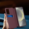 Flipové pouzdro pro Samsung Galaxy S25 Edge, Smart View Wallet, kaštanové